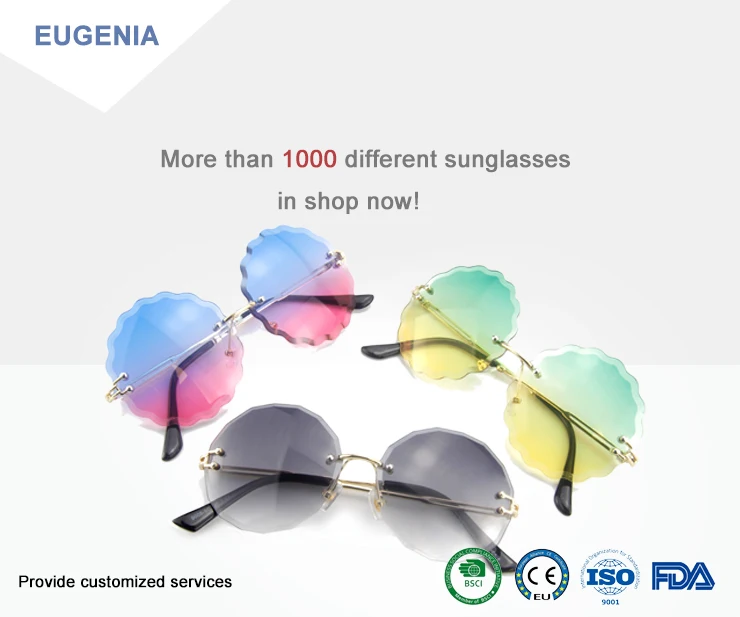 EUGENIA Vintage Ocean Grade Lens Women Wave Shaped Frameless Sunglasses