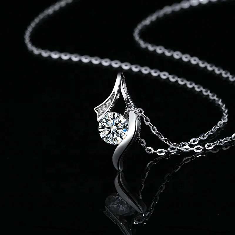 

High Grade 925 Sterling Silver Pendant Necklace Crystal Moissanite Charms necklace For Lay Mother Gift Box