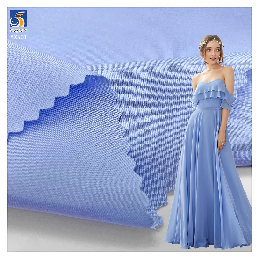 YX501 Wholesale 50D Super Soft Chiffon Polyester Spandex 4 Way Stretch Fabric Navy Blue