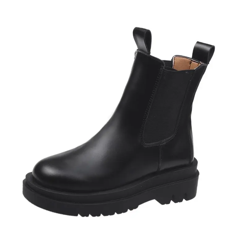 

2021 new autumn and winter British style black Martin boots female Chelsea boots handsome locomotive smoke tube boots, Picture