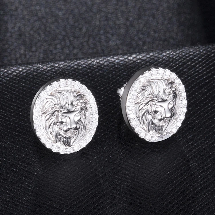 

GZYS JEWELRY New Design Hip Hop 18k Gold Plated Lion Head Earrings