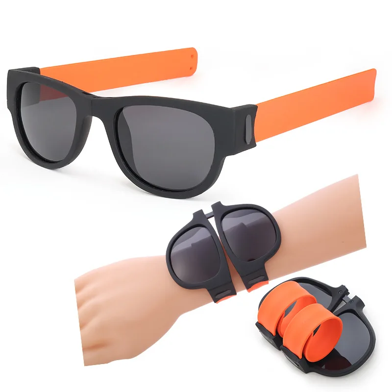 

TU-GEM Custom Logo Fashion Polarized Collapsable Shades Folding Slap Bracelet Sunglasses Wristband Slap on Sunglasses, Custom color