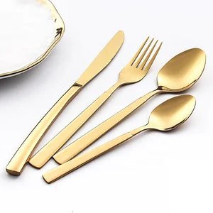 Image of Stainless steel silverware titanium gold for party wedding