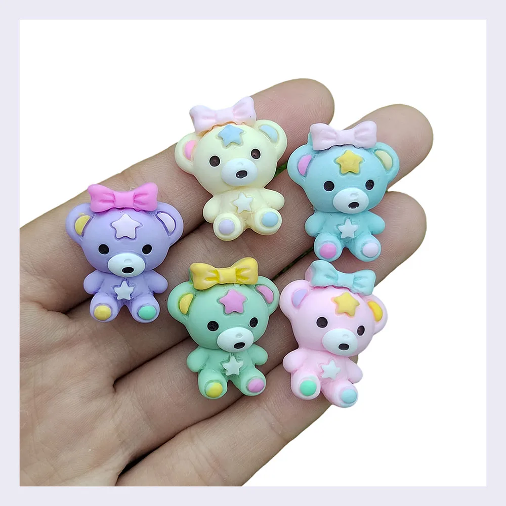 

Kawaii Cartoon Star Bowknot Animal Bear Resin Charms Pendant For Jewelry Making Findings DIY Earrings Cute Plaback Patches