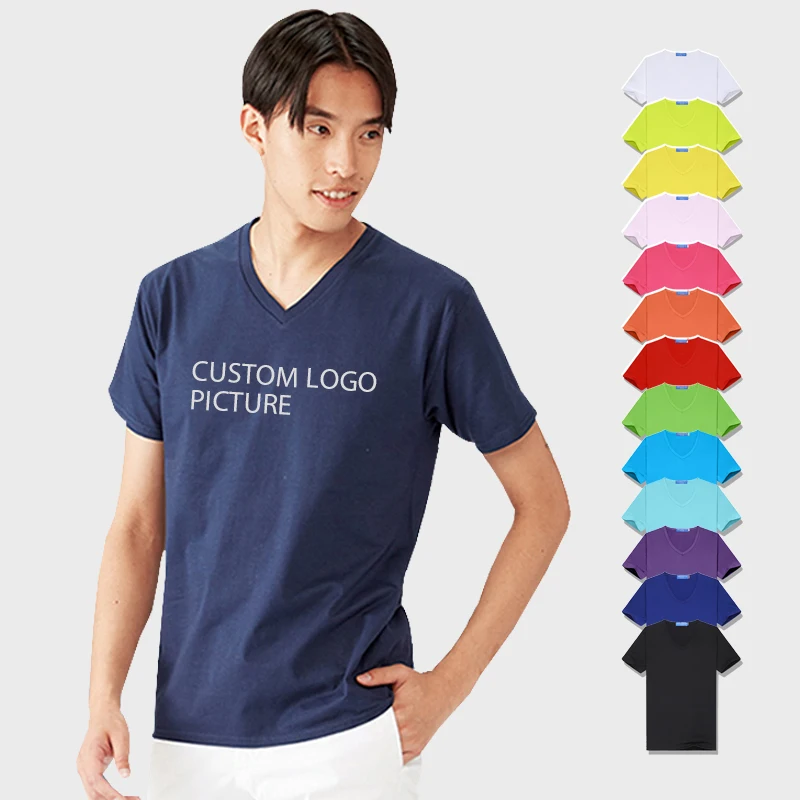 

Custom print odm graphic screenprint modal sublimation lady's v neck plain white red black teen women tees t-shirt for men
