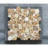 Beige and cream travertine flat pebble mosaic tiles 12"x12" for backsplash