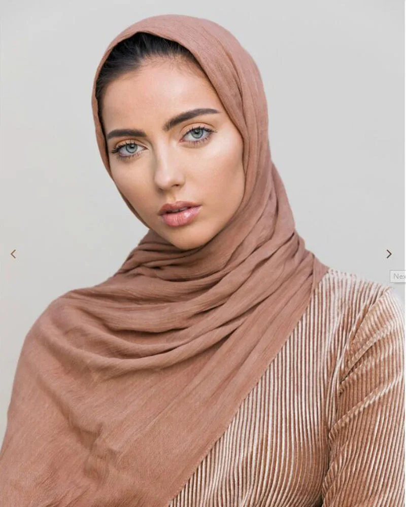 Plissé Grid Plain Color écharpe écharpe femmes foulards Musulman Hijab Silencieux 
