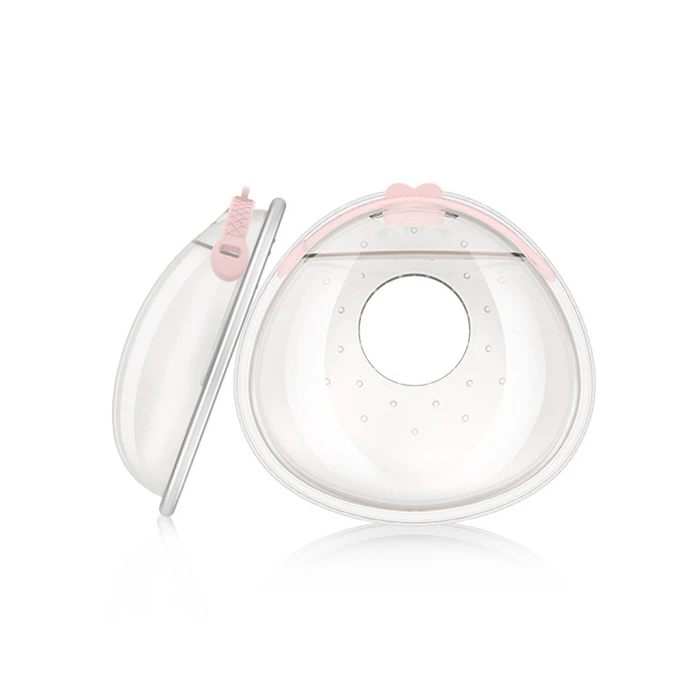 

2021 BPA Free 2pcs Milk Saver Collector With Plug Case Handsfree Wearable Silicone Breast Shell, Transparent