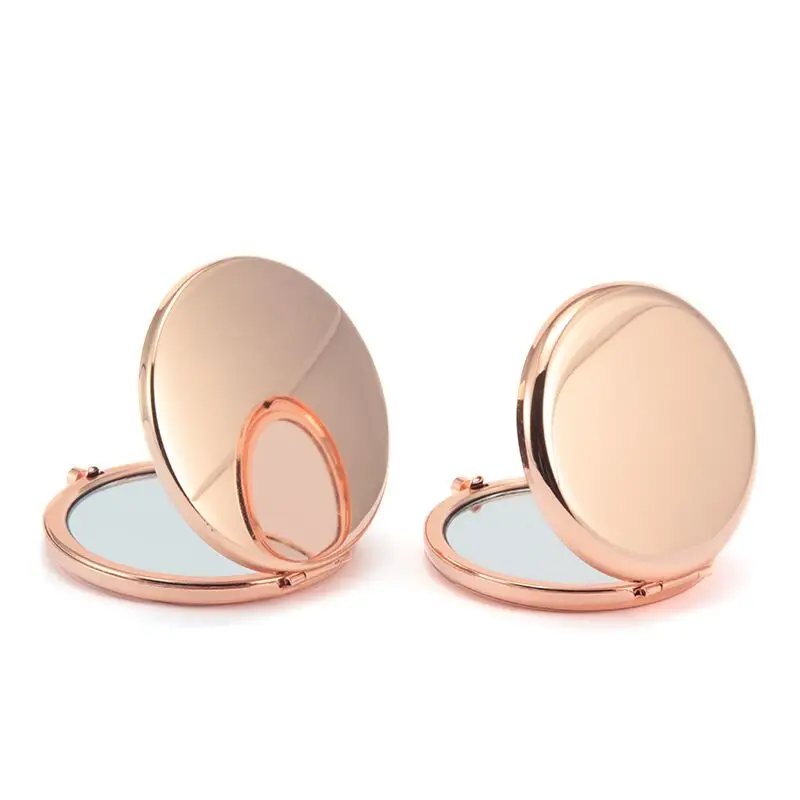 

Wholesale cabinet round metal rose gold silver makeup double-sided mini mirror