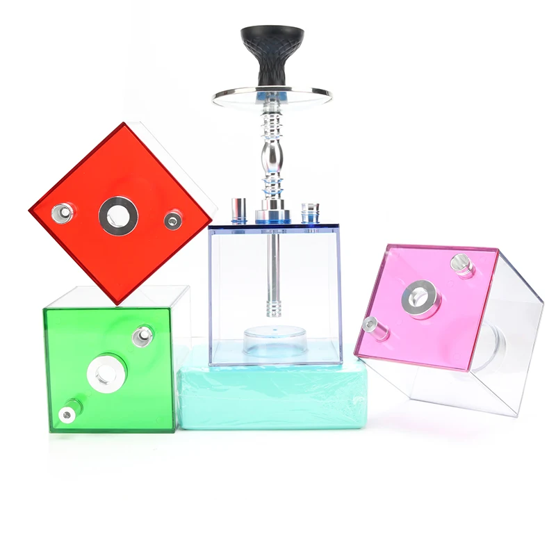 

narguile wholesale hookah chicha led shisha import best quality custom hookah acrylic led shisha square hookah square hooka, 5 color