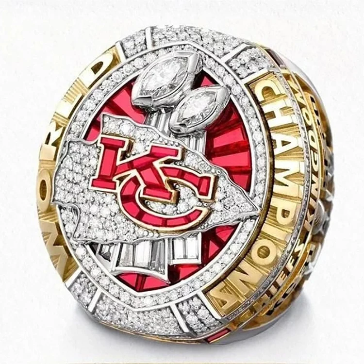 

New Arrival Full Of Rhinestone Crystal Fantasy Football Ring Kansas Champion Chiefs Rings, Picture