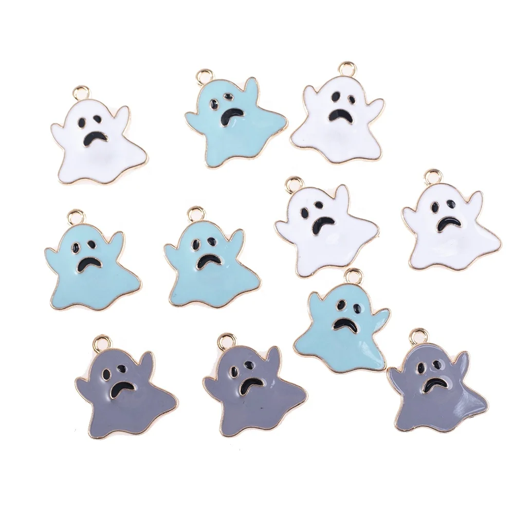 

Funny Little Ghost Alloy Enamel Charms Pendants Cartoon Halloween Drop oil Earrings necklace Bracelet Jewelry making Accessories, As shown