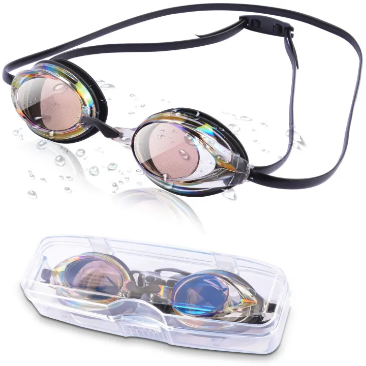 

Summer Professional Swim Glasses, Silicone Swim Eyewear Anti-Fog Plating, With Adjustable Strap No Leaking For Swimming