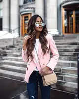 

r40300s Women's fancy simple V-neck long-sleeved multi-color classic small blazer