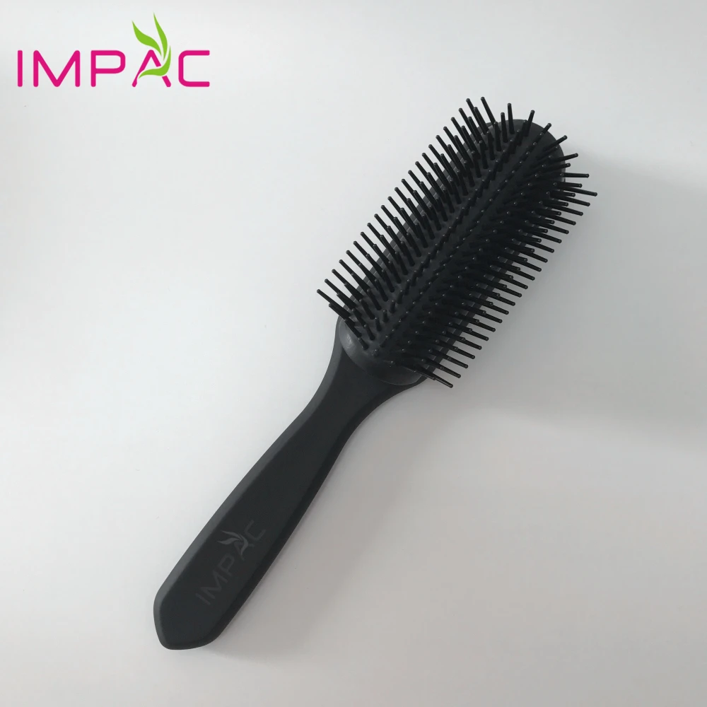 High quality matte black strong 9 row mens plastic hair brushes