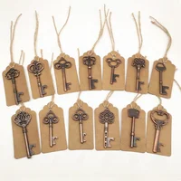 

Wedding Favors Bronze Retro Skeleton Key Bottle Opener with Tag Card Vintage Style Party DIY Decorations