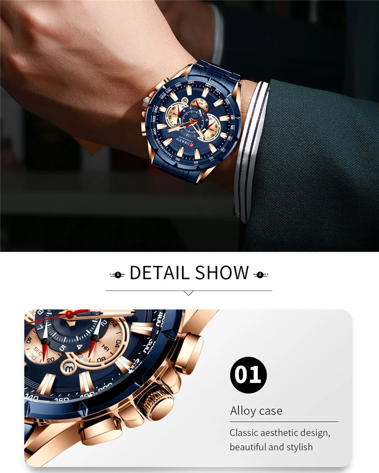 CURREN 8363 Fashion Men Watches With Stainless Steel Top Brand Luxury Sports Chronograph Quartz Watch Men Relogio Masculino