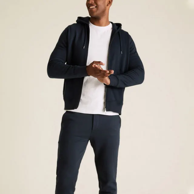 

Drawstring Design Custom Plain Unisex Sweatpants And Hoodie Set Mens Jogger Set Winter Cotton Blank Full Zip Up Hoodie