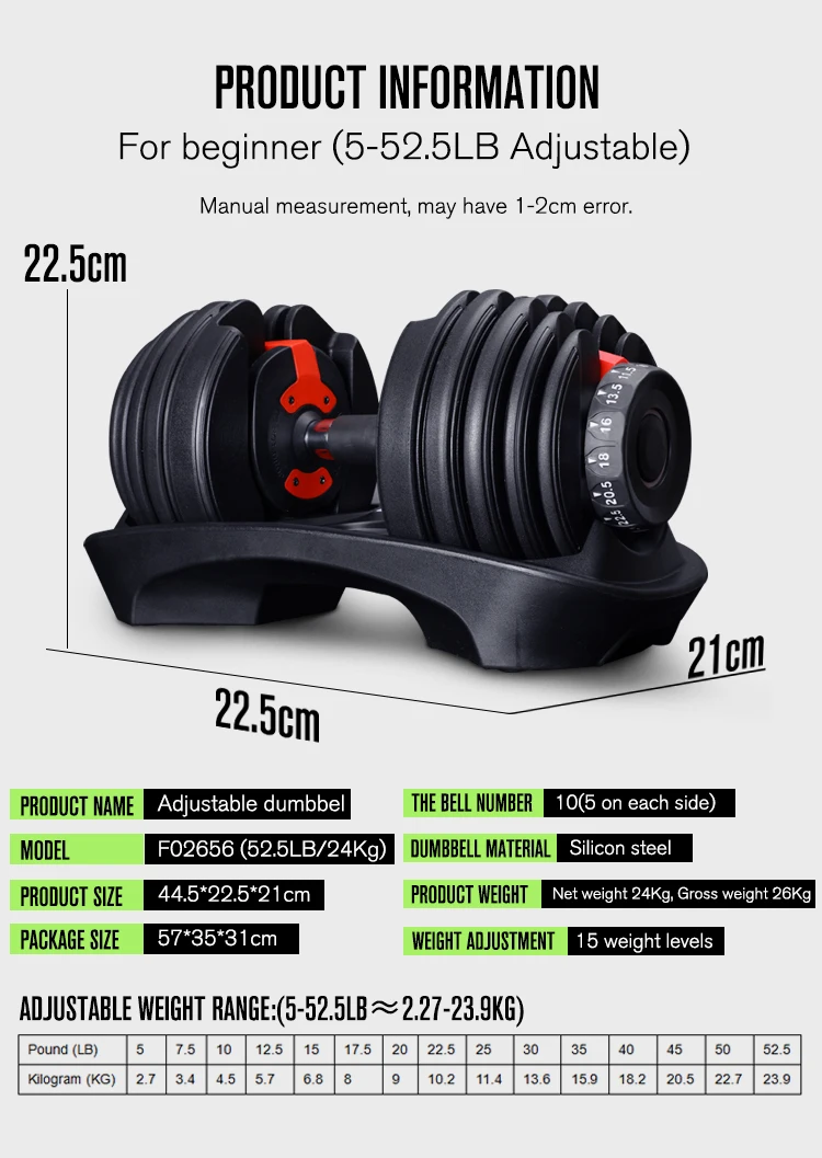 Adjustable Dumbbell Set 40kg 90lb 24kg 52.5lb Manubri Regolabili Cheap