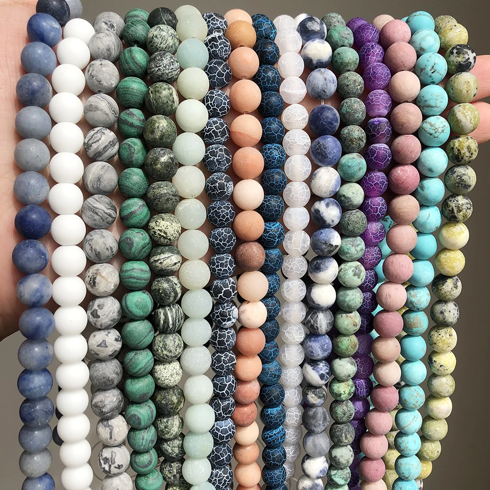 

Wholesale Matte Frosted Morganite/Agates/Tiger Eye/Turquoise Howlite Stone Round Beads for Jewelry Making Diy Bracelet