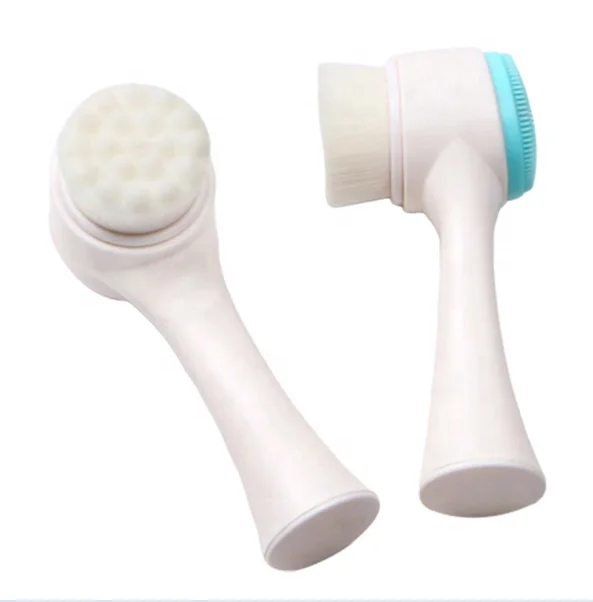 

Wholesale silicone facial double head best facial and body cleansing brush facial cleansing brush exfoliating spin, White