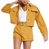 Autumn color Golden yellow stocklot jean denim jacket for women