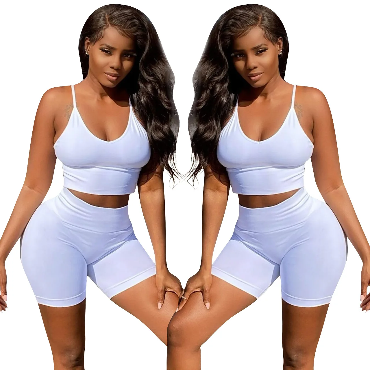 

2021 summer new arrivals fashion solid color tank top sexy casual 2 two piece shorts pants set women clothes outfits clothing