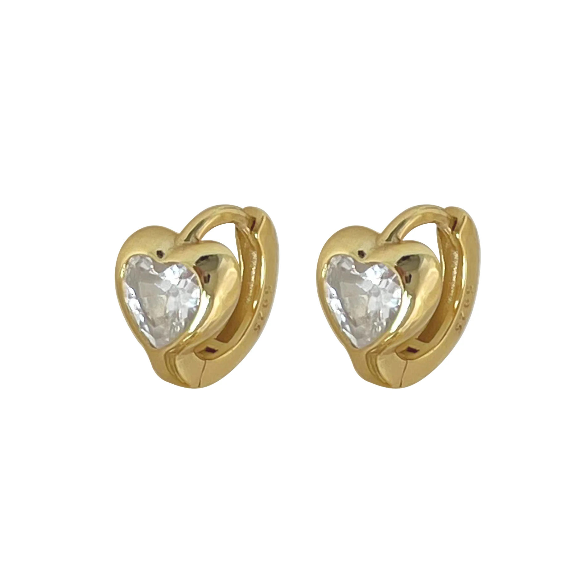 

VIANRLA 925 Silver Earrings Minimalism Heart Earrings 18K Gold Plated Sterling Silver Dainty Earrings wholesale