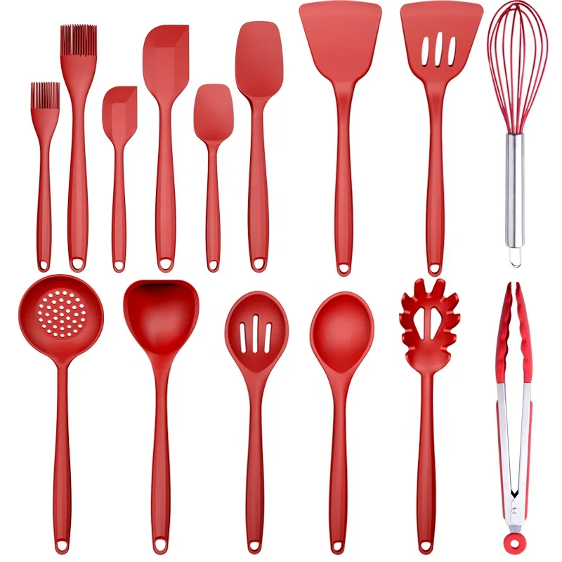 

Amazon best seller Kitchen Utensils set Silicone Suit cookware cooking set 15 pieces Spatulas kitchenware set, Customized