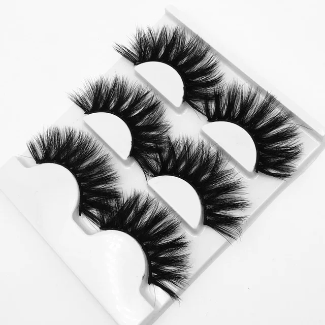 

BEAU FLY High Quality 3 Pairs Faux Mink Eyelash 25mm Layered Long Natural False Eyelashes, Black