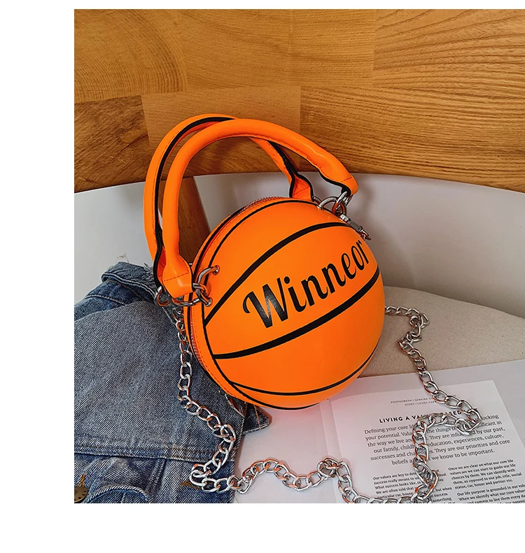 

2020 high quality brand fashion basketball purses pink basketball handbag round name brand basketball purse mini purses, Please see the pic