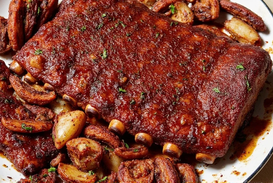 Ribs cooking on a charcoal grill