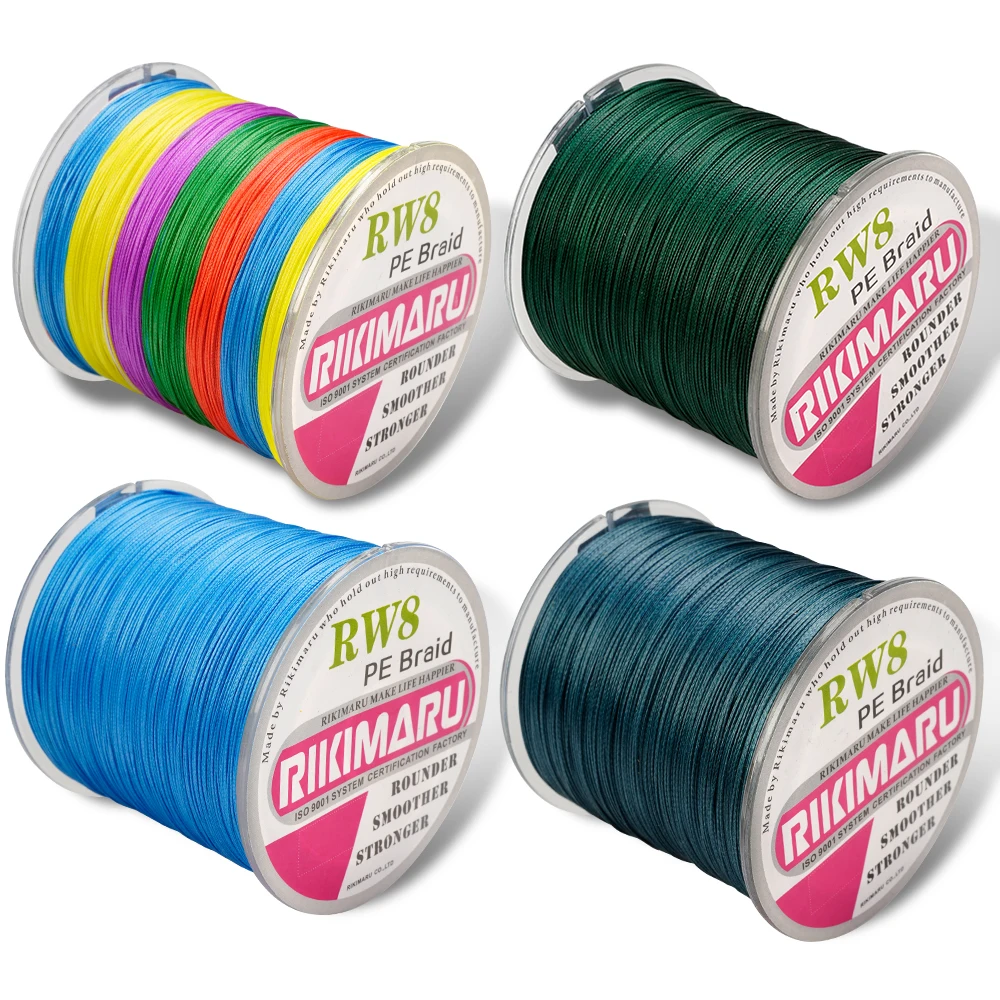 Rikimaru RW8 8 Strands 300m PE Braided Fishing Line Manufacturers Saltwater Angling Lines For Carp Bass Fresh Water