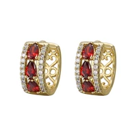 

96712 Xuping hot selling 14k gold fashion hollow designs jewelry multi color stone gold hoop earrings