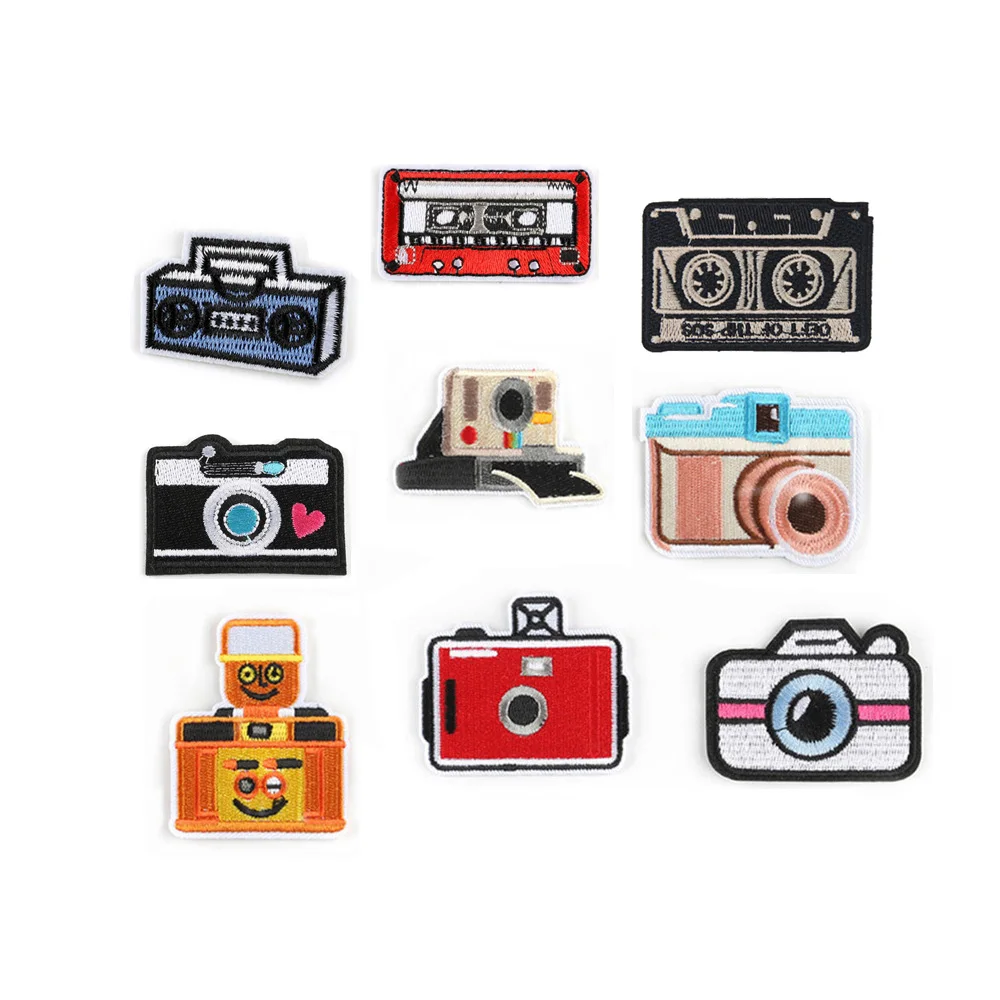 

lovely cassette radio digital camera design iron on embroidered diy patches decorative for scrapbook craft