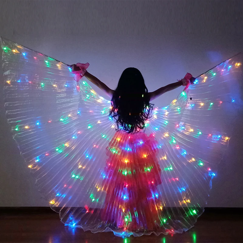 

Children Butterfly Wings Kid Belly Dance Isis Led Wings Cloak for Performance Dancing Accessories, 7 colors