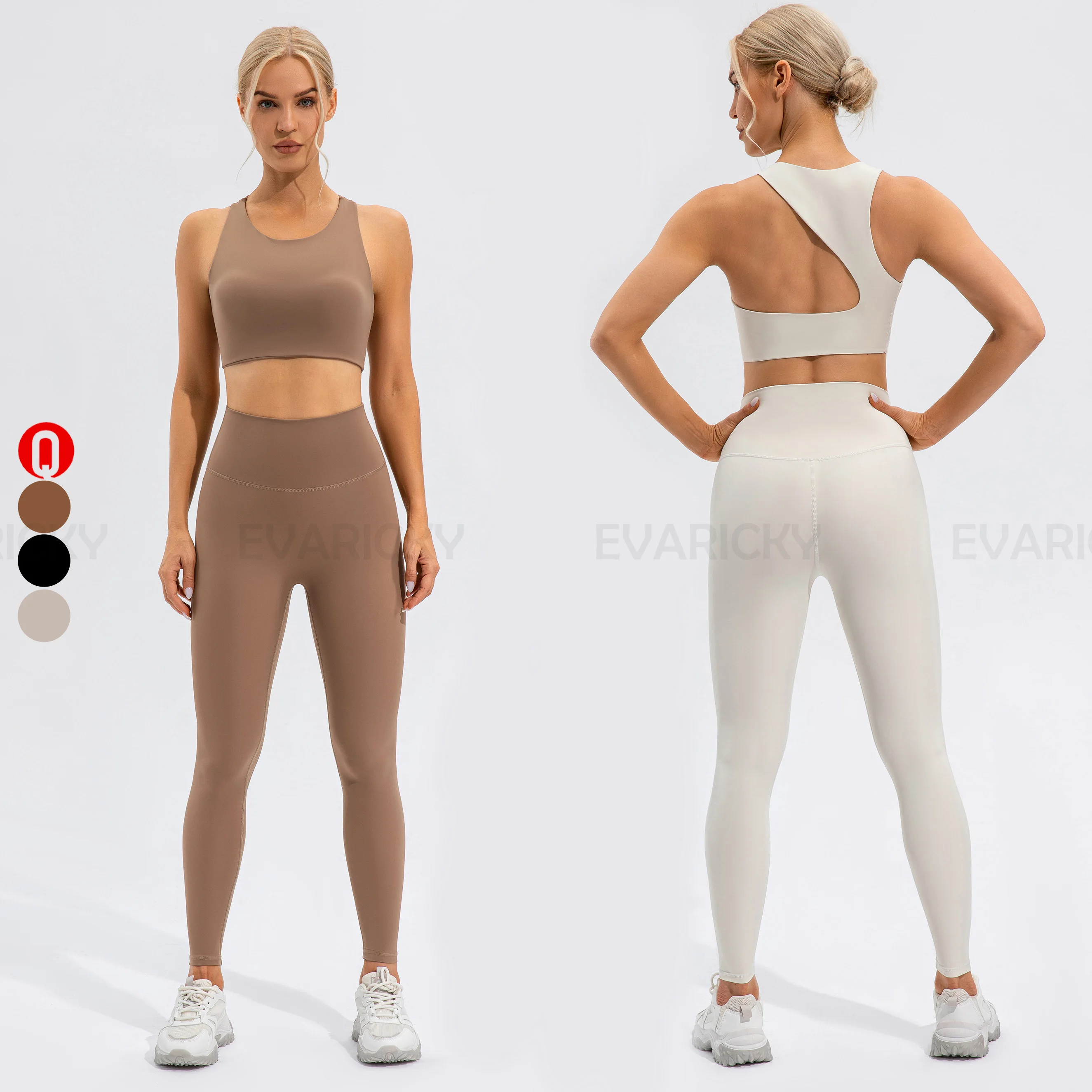 Wholesale Custom Women 2 Piece Sets Women Active Clothing Spring Summer 2023 High Waist Gym Leggings Yoga Outfit Two Piece Sets