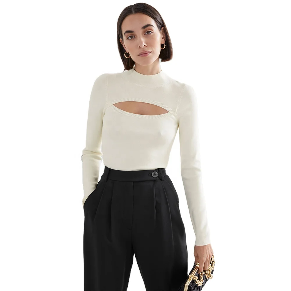 

2021 Wholesale custom women sweater Long Sleeve knitwear crew neck ladies clothes girl Knitted pullover sweater for women