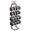 Adjustable single sided metal display stand 4 tiers light duty display stand with hooks and 4 colors for customized