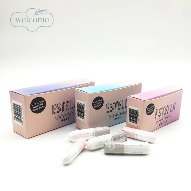 

Biodgradable private label tampons box of tampons with organic cotton