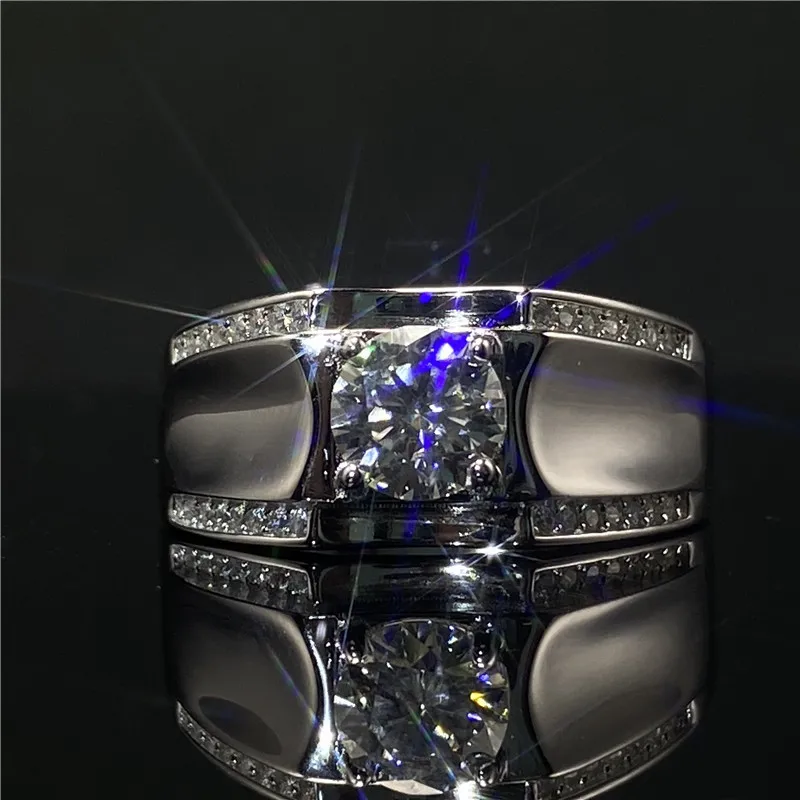 

Sterling silver s925 moissanite ring men's ring platinum plated pt950 custom ring D color