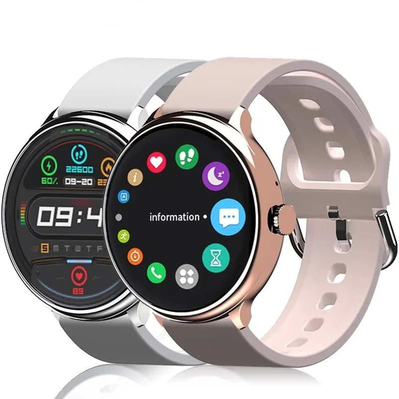 

2022 New Smart Watch K50 Men Women 1.28 Full Round Touch Waterproof ECG Heart Rate Monitor SmartWatch For Xiaomi Apple Phone, Black white pink