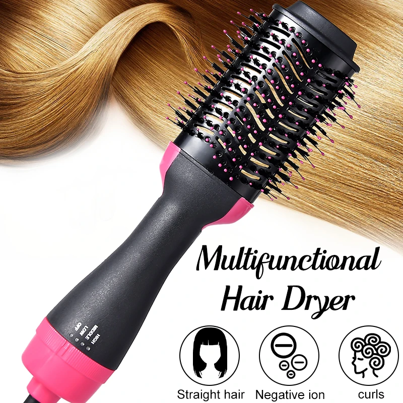 

High Quality One Step Hair Dryer Volumizing Styler Comb Hair Straightener Brush Hot Air Brush, Red