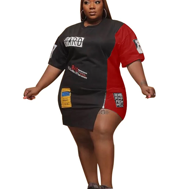 

Drop Shipping Summer Sexy Plus Size Dresses Women Casual Dresses Plus Size Women Clothing, Black& red