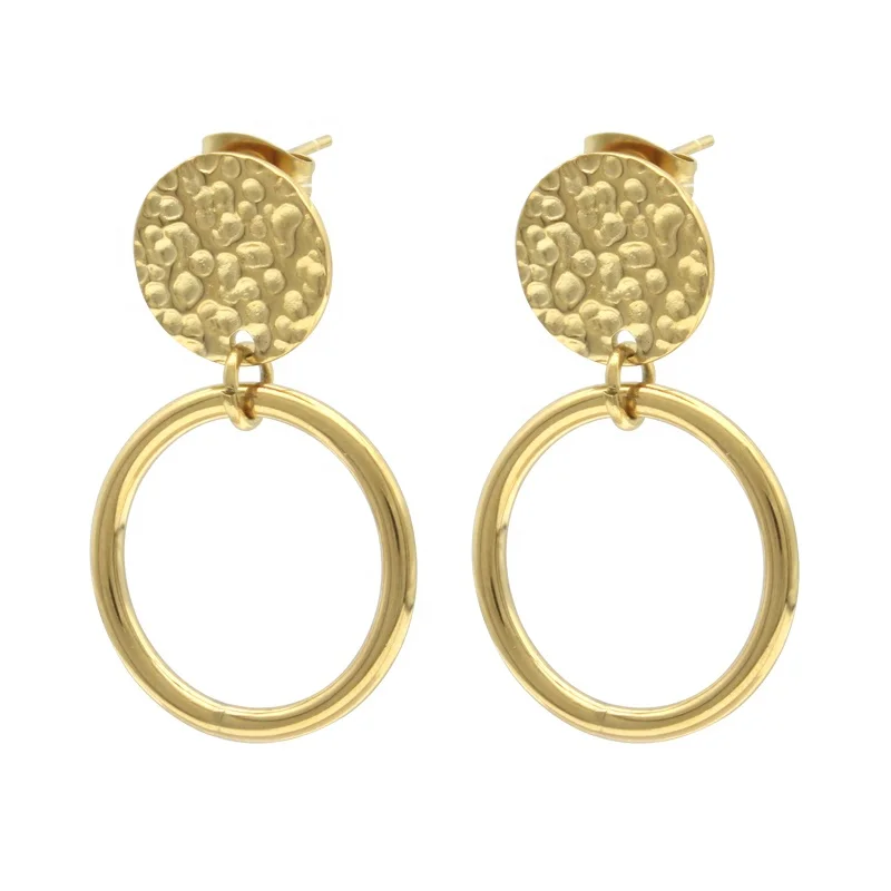 

2021 Fashion Round Wire Earrings Gold Color Earrings For Women Jewelry Stainless Steel Big Hoop Earrings for girls