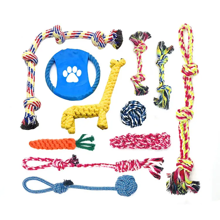 

2020 11 Pack Dog Toy Set Cotton Rope Pet Playing Productos Juguetes Para Mascotas Interactive Dog Chew Toy, As picture