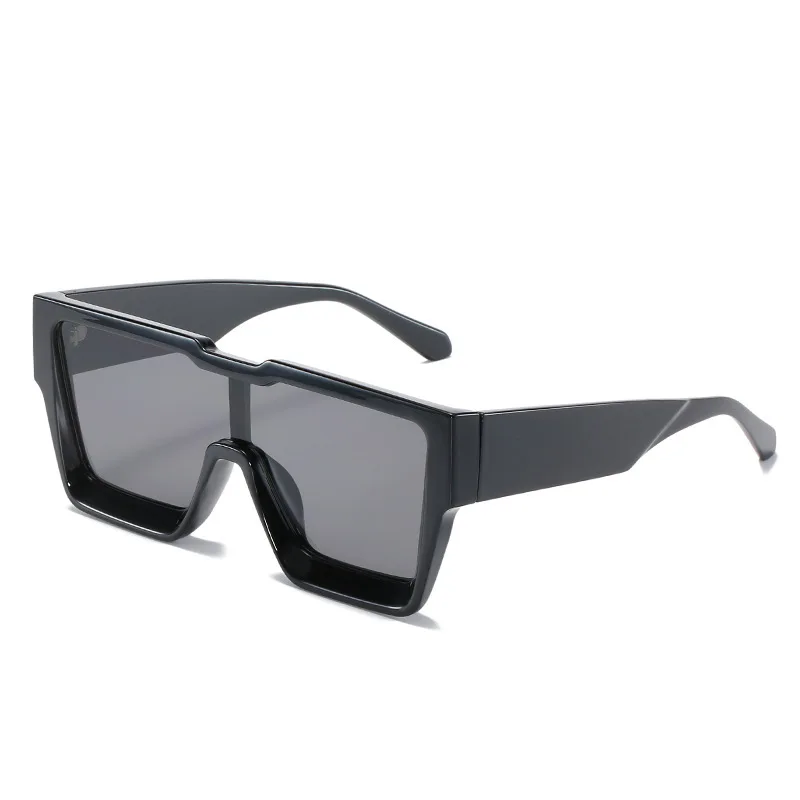 One Piece Lens Fashion Unisex Custom Sunglasses Logo Thick Frame Fashion Men Designer Square Sunglasses With Dark Lenses