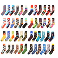 

Wholesale fashion colored unisex mens 100% cotton colorful happy pattern jacquard socks