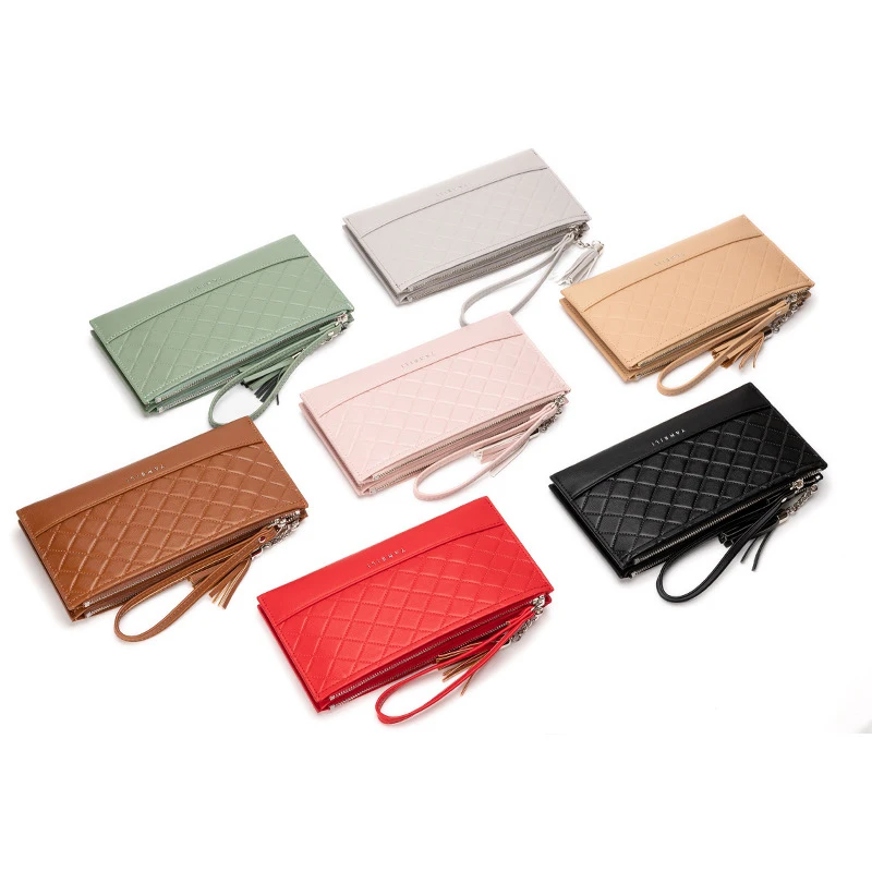 

New Hot Selling Pu corssbody shoulder bag phone Long Card Holder Long Zipper Women Casual Wallets Fashion money clip, Customized