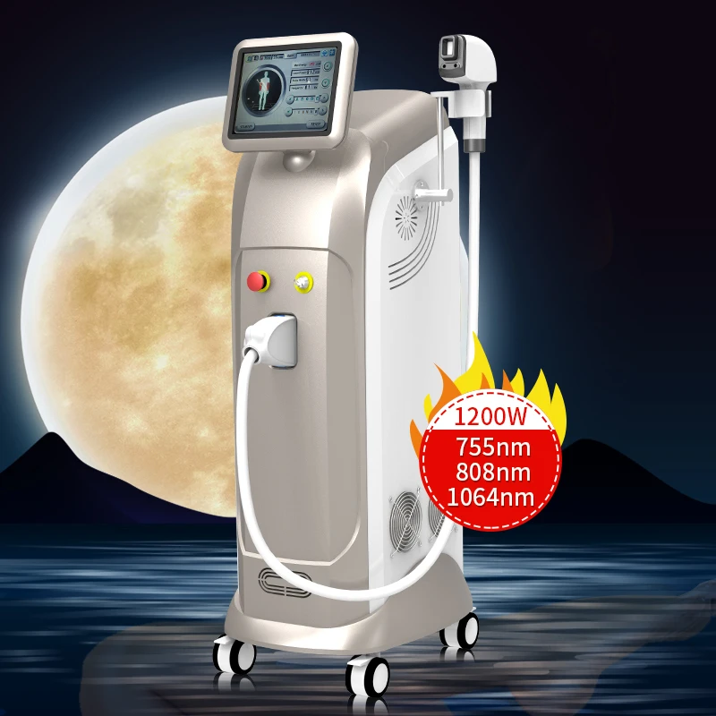 

free shipping long life span multi-language diode laser hair removal for leg hair removal, White and grey